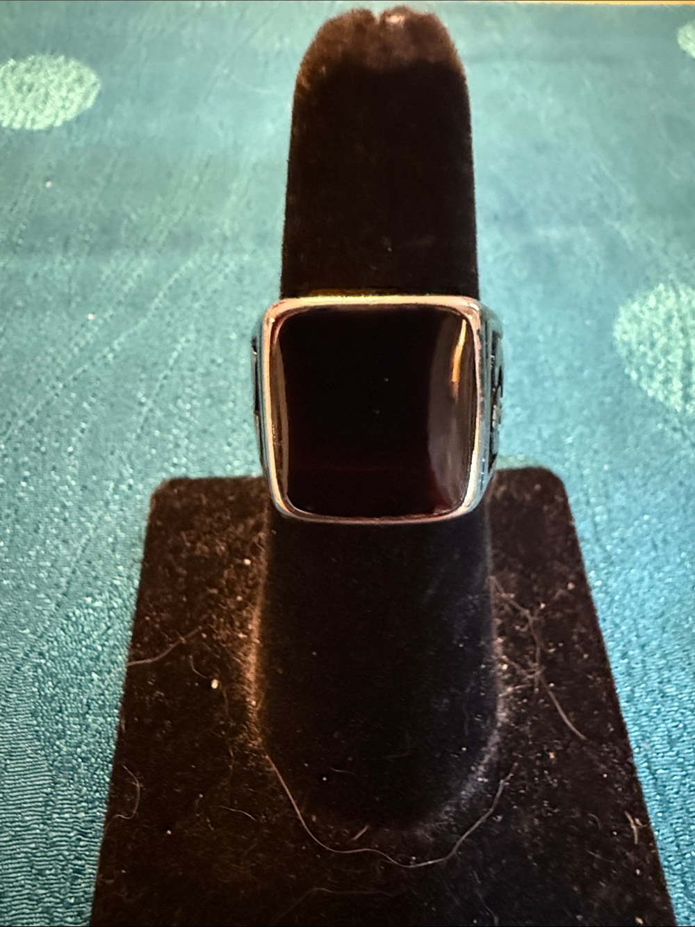 Men's/Unisex Silver Ring with Black enamel - Classic Signet Style